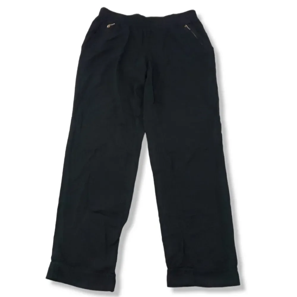 Kenar Pants Size 2 100% Rayon Women's Pull On Pants Tapered Leg Casual Black EUC